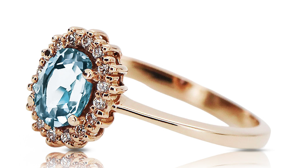 Vintage Aquamarine Craft Ring in 14K Rose Gold (crc009r-aq) — back view with the clasp