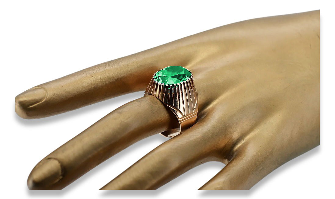 Vintage Emerald Ring in 14K Rose Gold (vrc048r-em) — close-up of the hallmark on the inner band