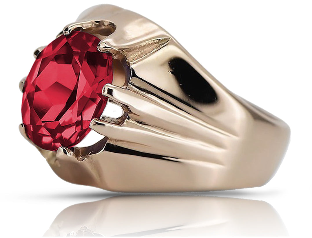 Vintage Ruby Ring in 14K Rose Gold (vrc016r-rb) — close-up of the stone and setting