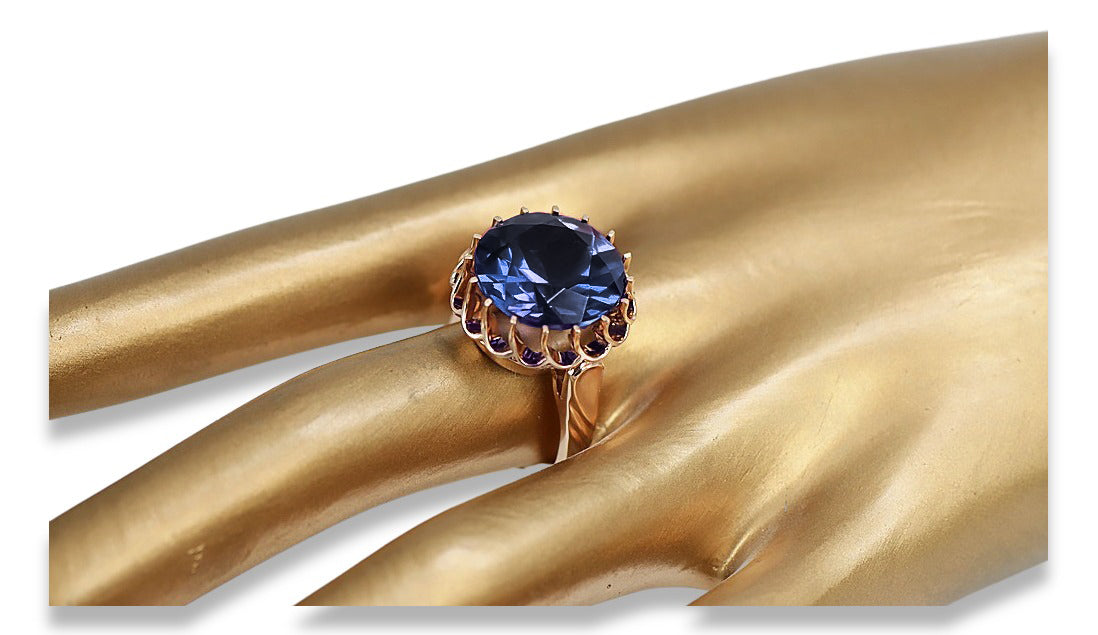 Vintage Sapphire Ring in 14K Rose Gold (vrc035r-sp) — full view of the piece
