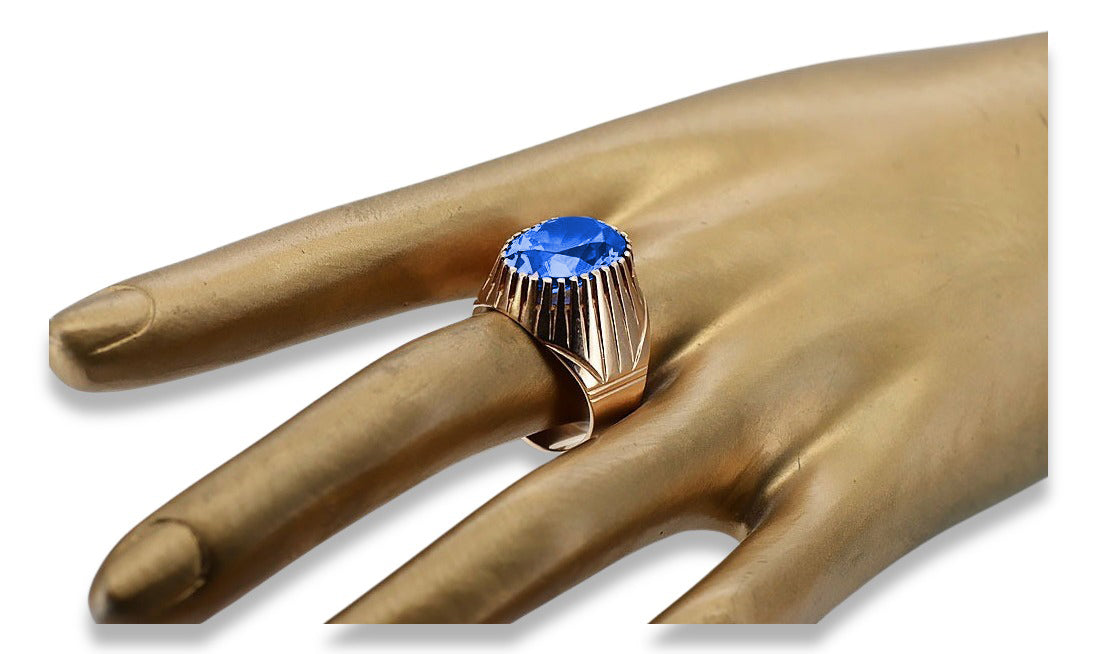 Vintage Sapphire Ring in 14K Rose Gold (vrc048r-sp) — close-up of the hallmark on the inner band