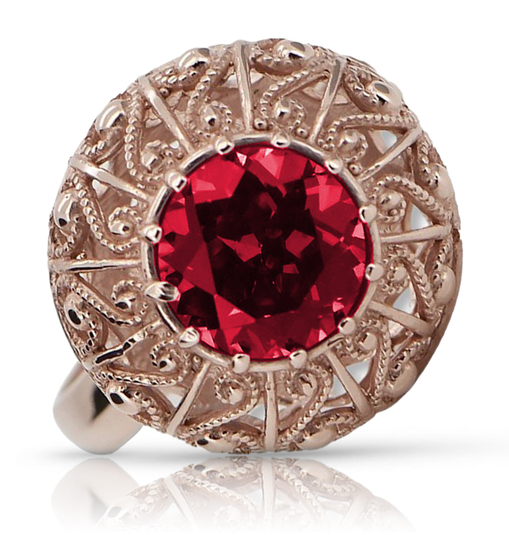 Vintage Ruby Ring in 14K Rose Gold (vrc059r-rb)