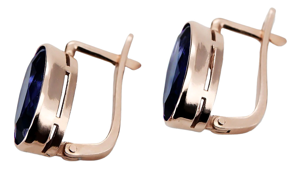 Vintage Sapphire Earrings in 14K Rose Gold (vec001r-sp) — view 5