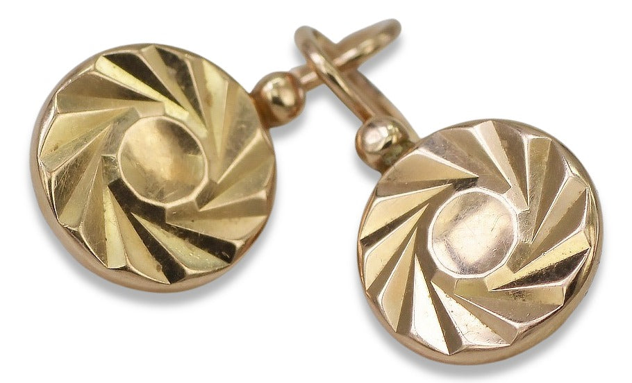 Vintage Hoops Earrings in 14K Rose Gold (ven204) — close-up of the stone and setting