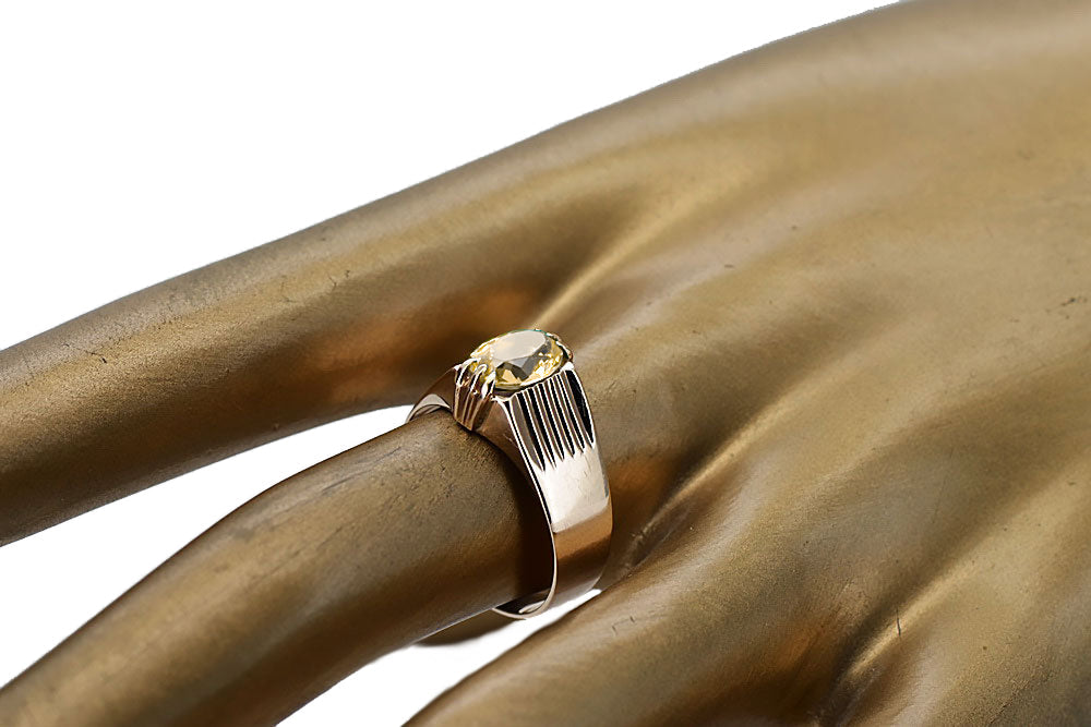 Vintage Yellow Peridot Ring in 14K Rose Gold (vrc007r-yp) — full view of the piece