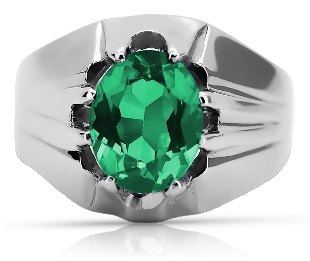 Vintage Emerald Ring in Sterling Silver (vrc016s-em) — full view of the piece