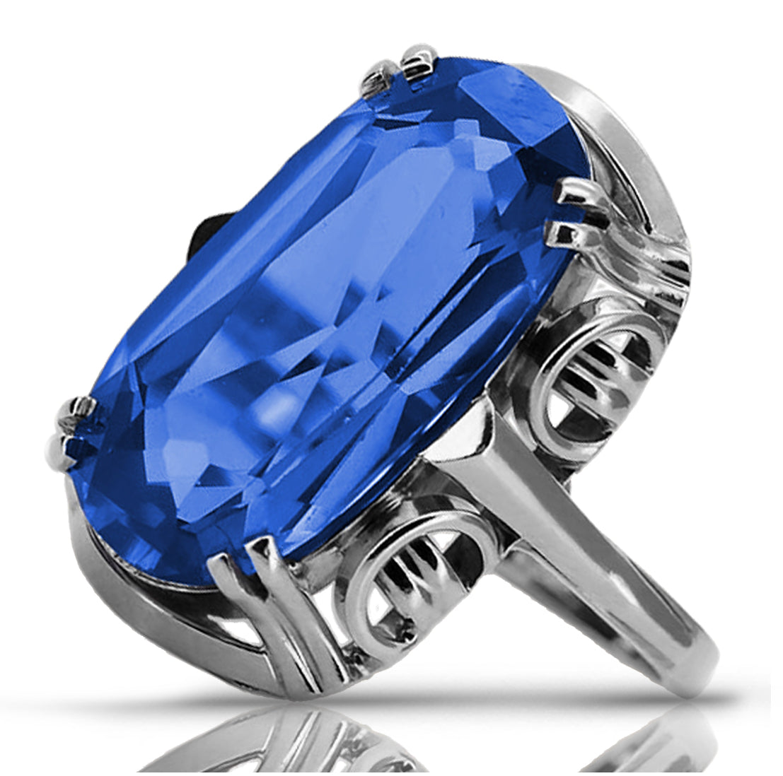 Vintage Sapphire Ring in Sterling Silver (vrc038s-sp)