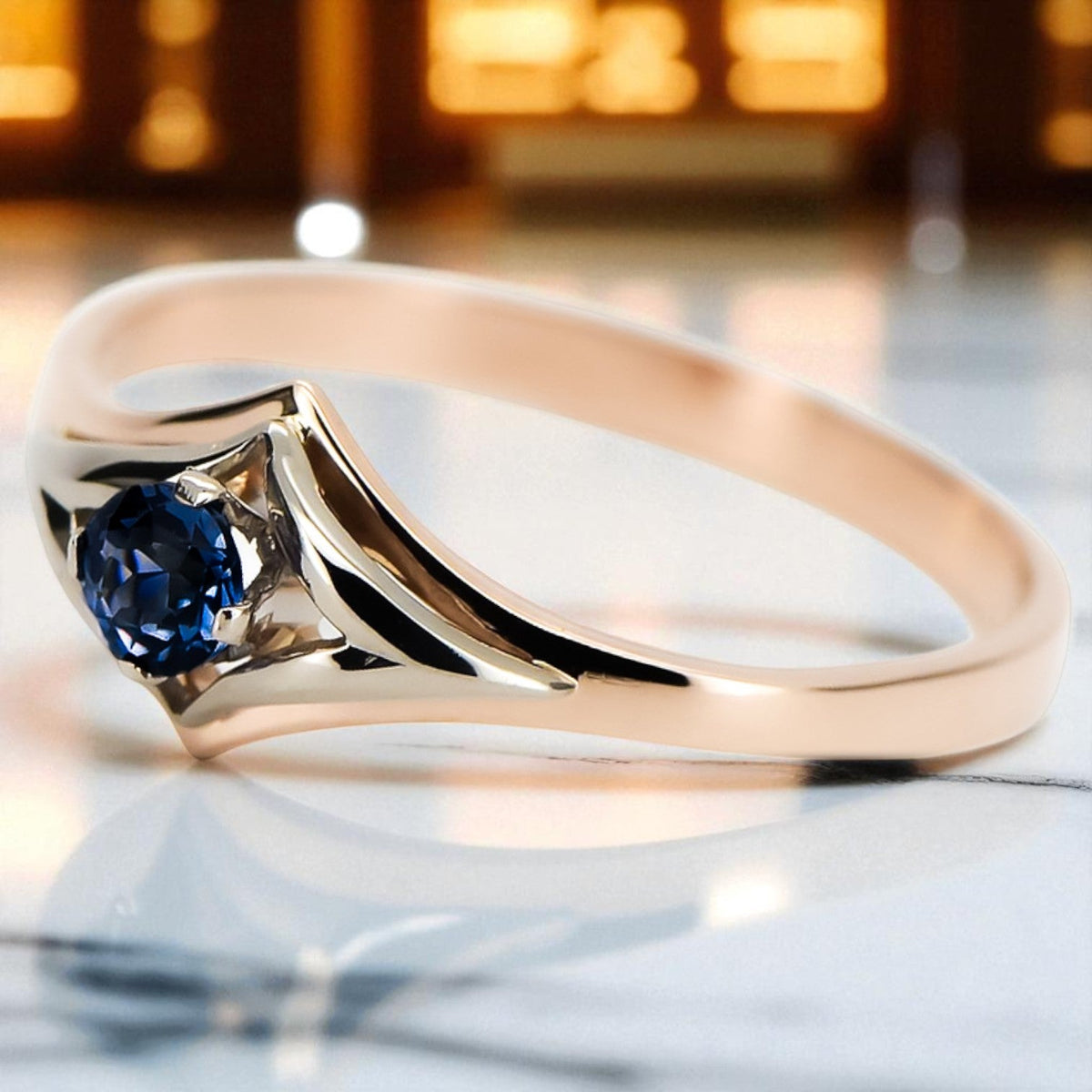 Vintage Sapphire Ring in 14K Rose Gold (vrc351r-sp)