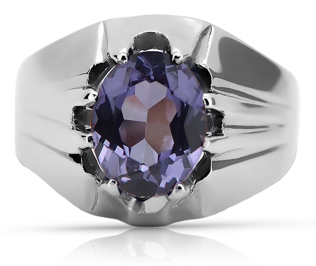 Vintage Alexandrite Ring in Sterling Silver (vrc016s-ax) — full view of the piece