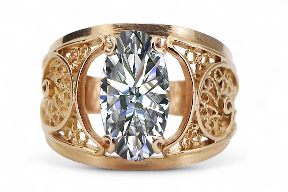 Vintage Zircon Craft Ring in 14K Rose Gold (vrc057r-zi) — close-up of the hallmark on the inner band