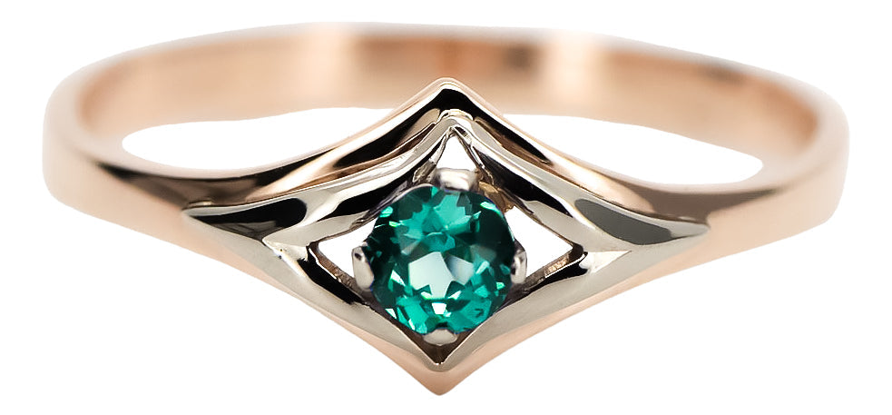 Vintage Emerald Craft Ring in 14K Rose Gold (vrc351r-em) — close-up of the hallmark on the inner band