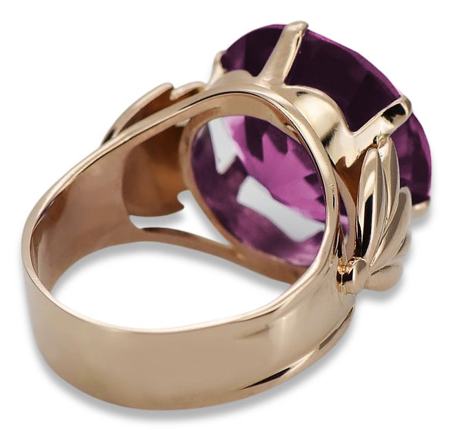 Vintage Amethyst Ring in 14K Rose Gold (vrc029r-am) — close-up of the hallmark on the inner band