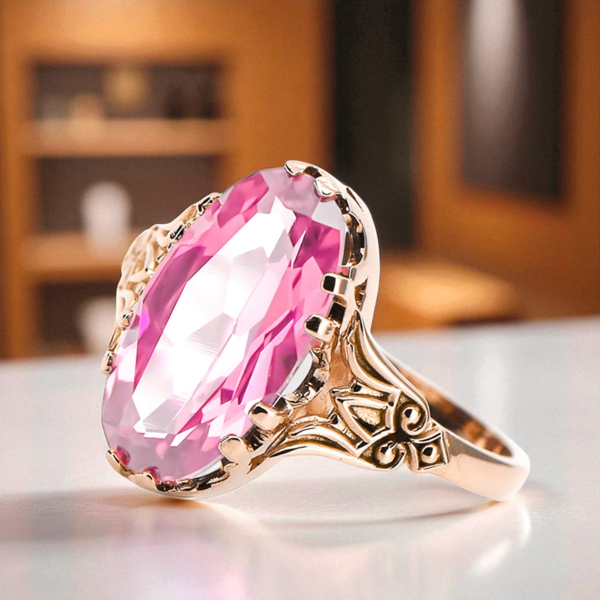 Vintage Amethyst Craft Ring in 14K Rose Gold (vrc058r-am)