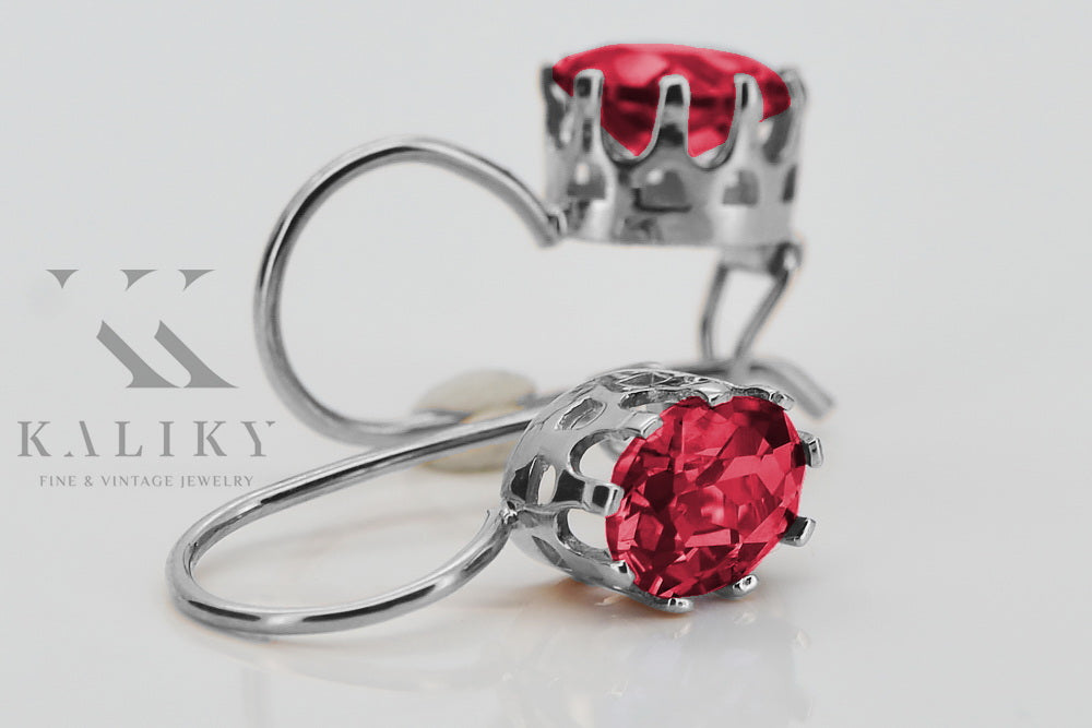 Vintage Ruby Earrings in Sterling Silver (vec196s-rb) — close-up of the hallmark on the inner band