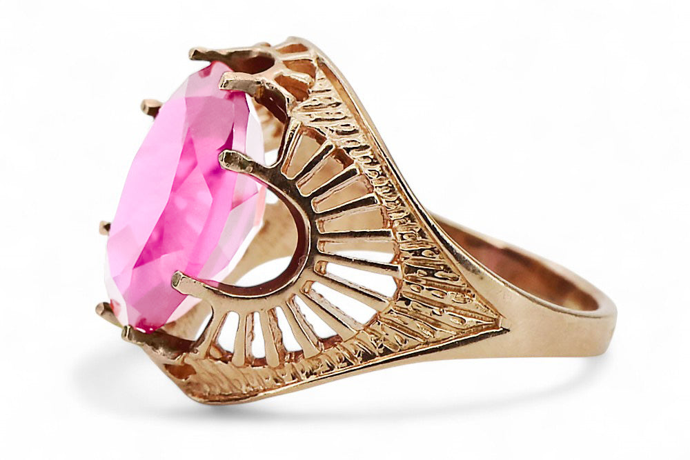 Vintage Amethyst Ring in 14K Rose Gold (vrc003r-am) — close-up of the hallmark on the inner band