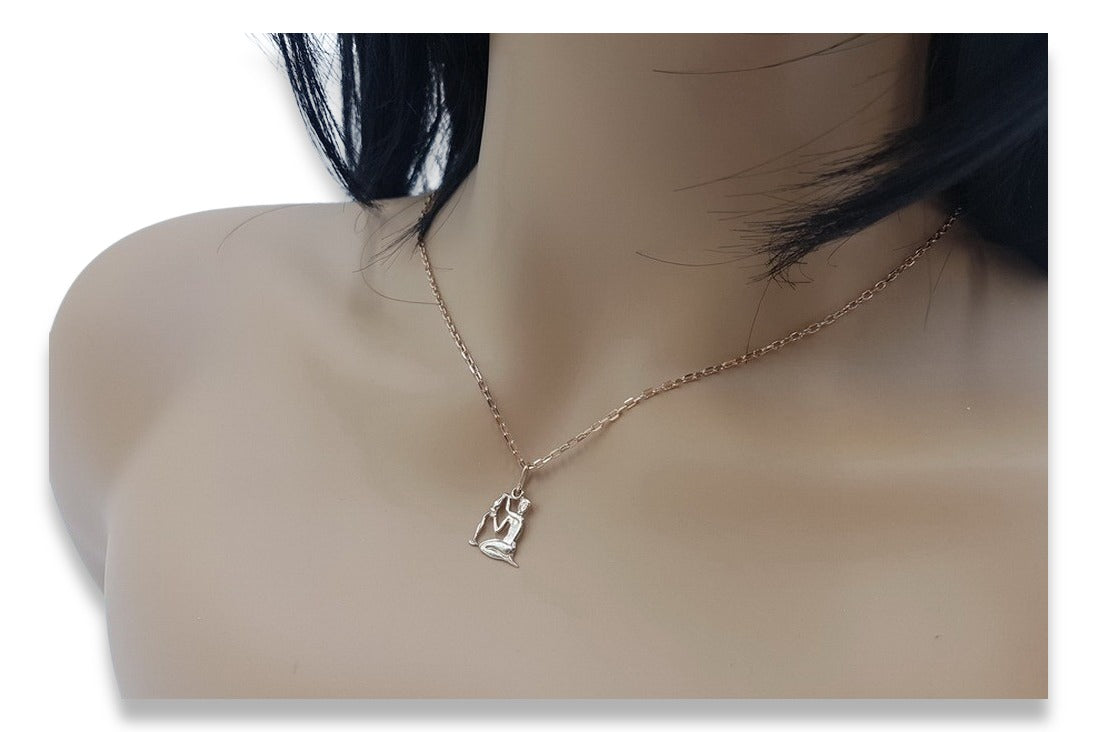 Vintage Pendant Made Zodiac Vzp Pendant in 14K Rose Gold (zm6avz) — close-up of the stone and setting