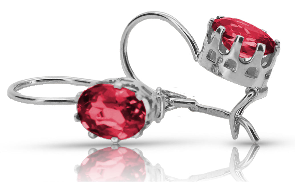 Vintage Ruby Earrings in Sterling Silver (vec196s-rb)