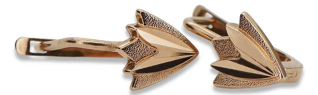 Vintage Leaf Earrings in 14K Rose Gold (ven170) — view 4