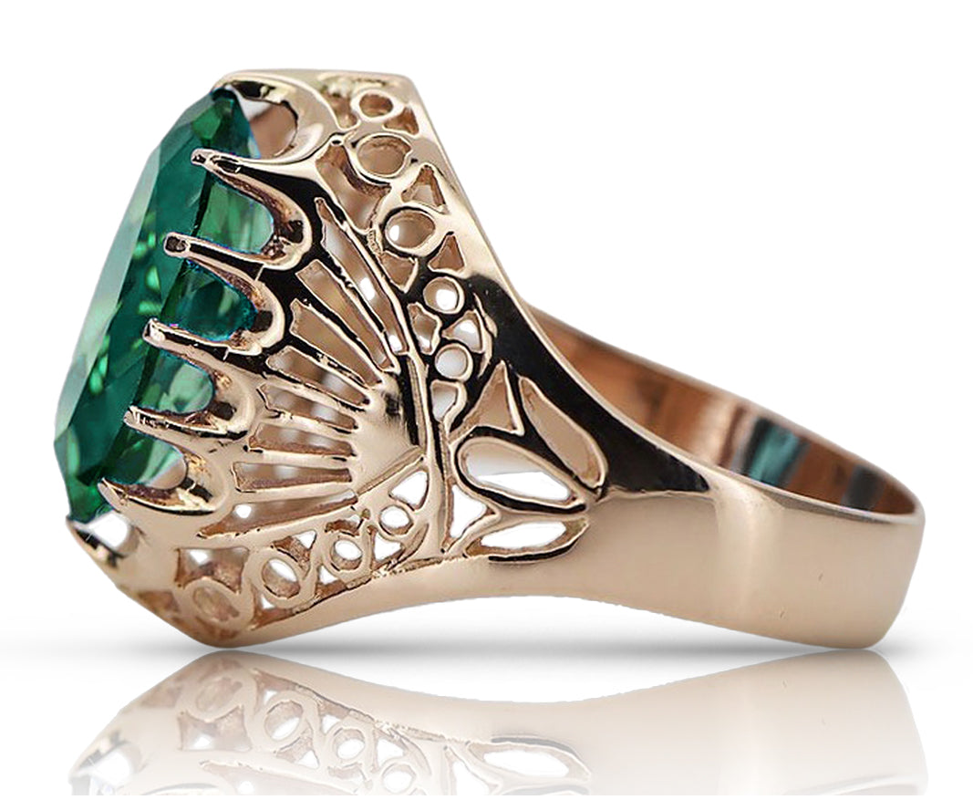 Vintage Emerald Ring in 14K Rose Gold (vrc020r-em) — side view showing the setting