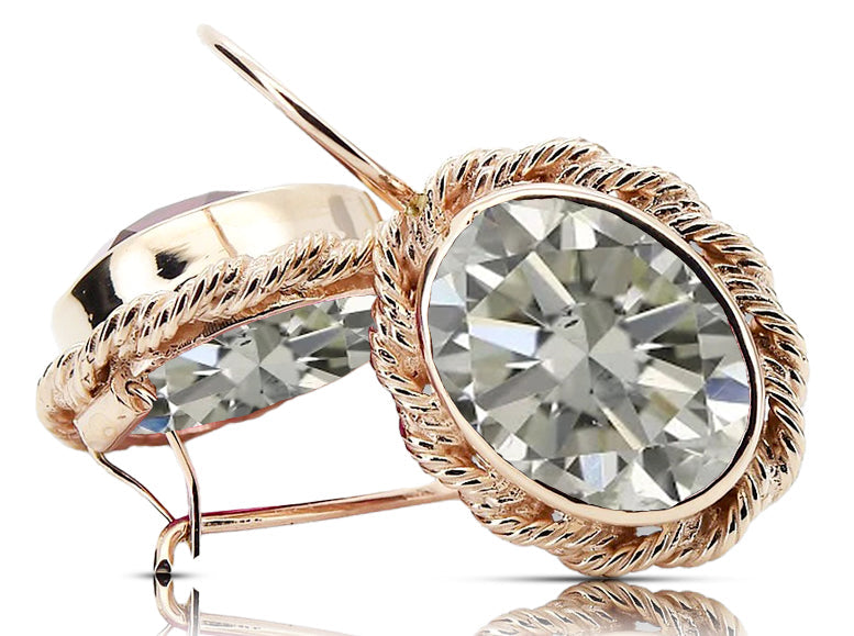 Vintage Zircon Earrings in 14K Rose Gold (vec007r-zi) — side view showing the setting