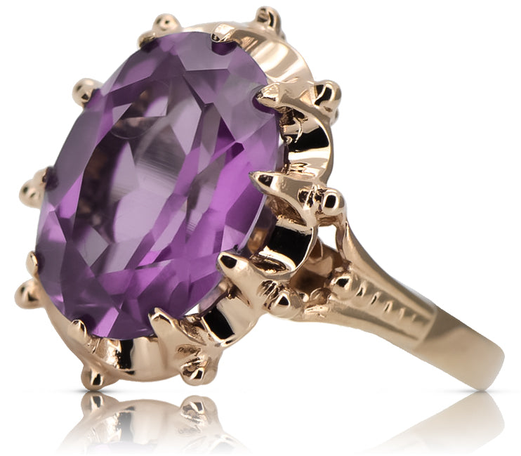 Vintage Amethyst Ring in 14K Rose Gold (vrc079r-am) — view 2