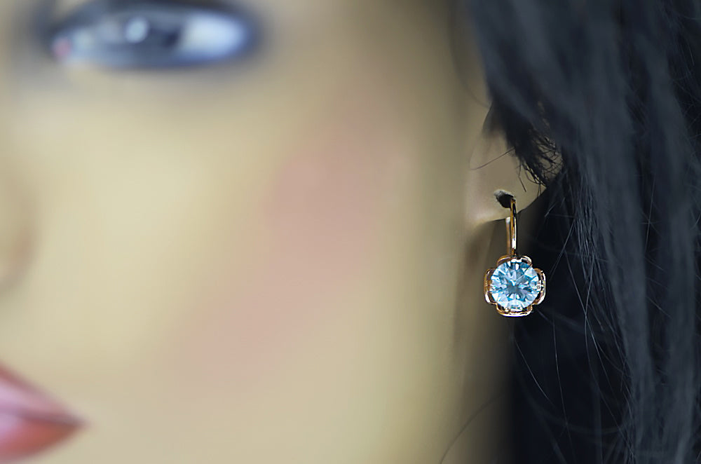 Vintage Aquamarine Earrings in 14K Rose Gold (vec029r-aq) — full view of the piece