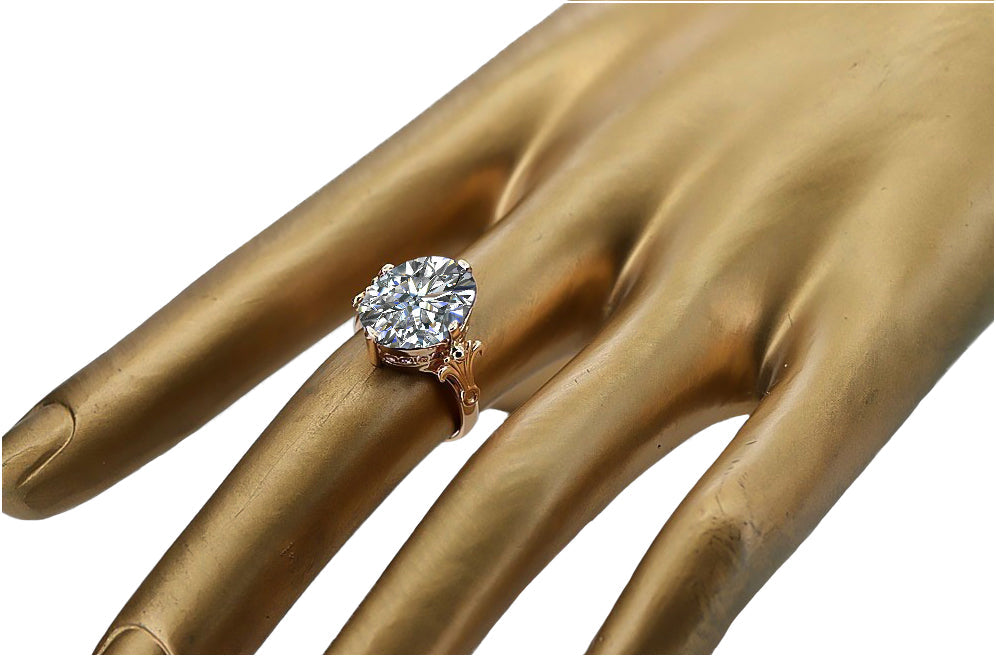 Vintage Zircon Craft Ring in 14K Rose Gold (vrc369r-zi) — close-up of the stone and setting