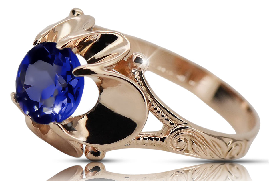 Vintage Sapphire Craft Ring in 14K Rose Gold (vrc377r-sp) — worn on the neckline, showing the drape