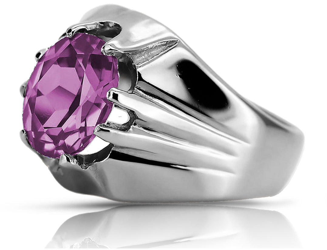 Vintage Amethyst Ring in Sterling Silver (vrc016s-am) — side view showing the setting