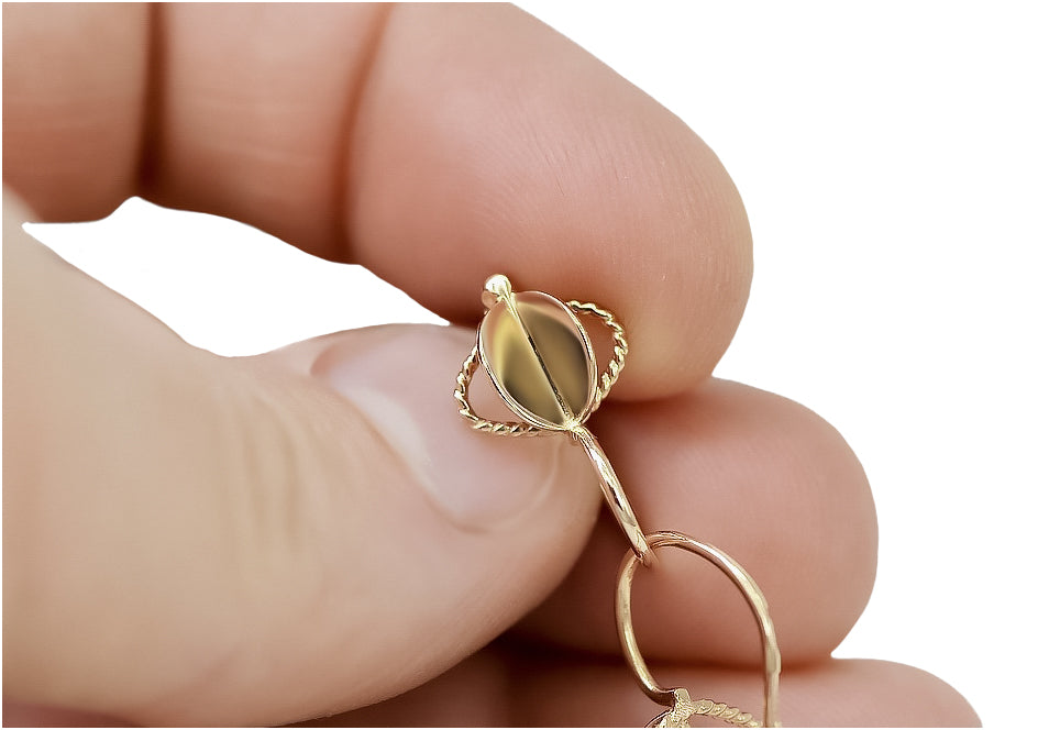 Vintage Leaves Earrings in 14K Rose Gold (ven068) — full view of the piece