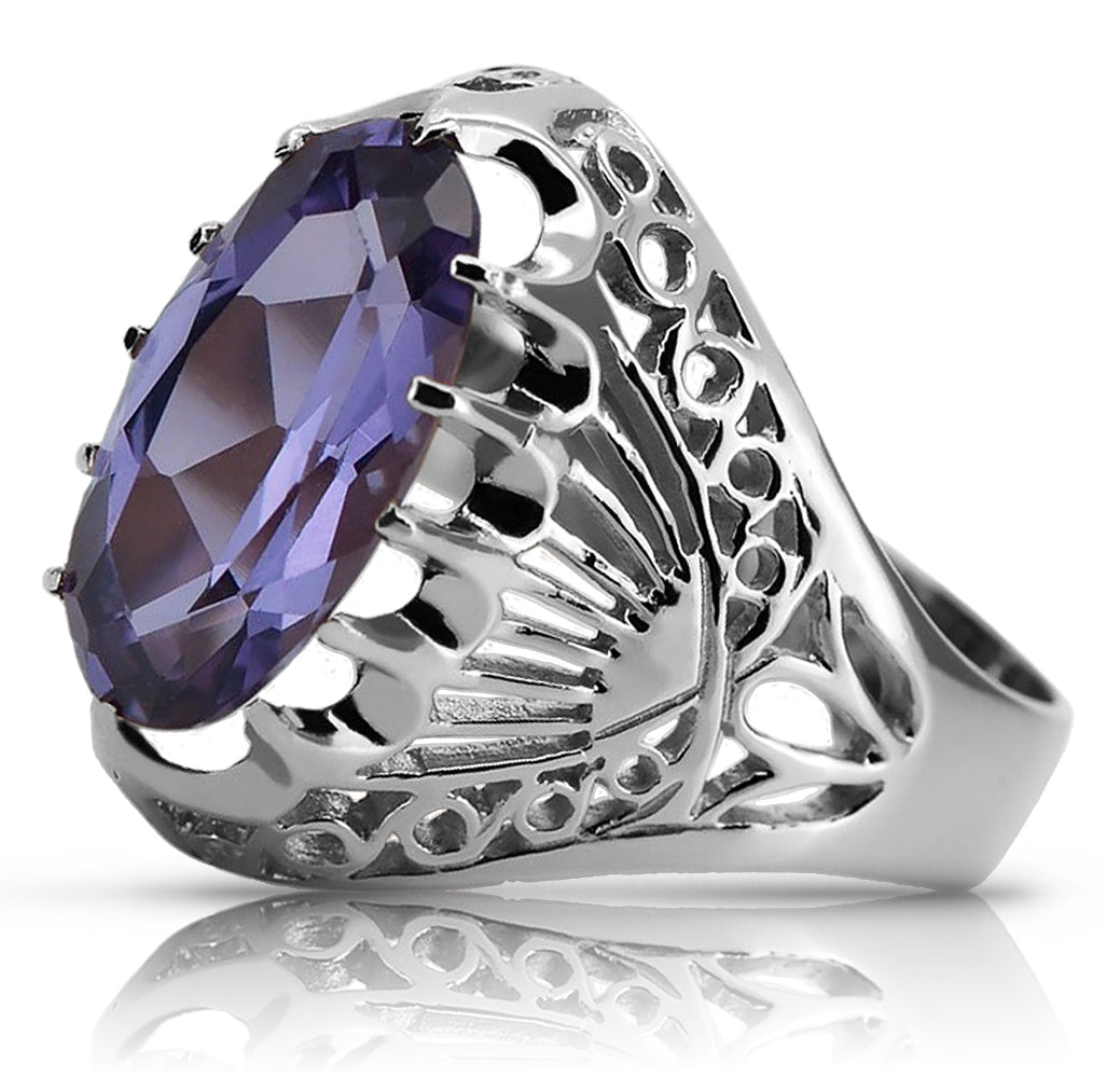 Vintage Alexandrite Ring in Sterling Silver (vrc020s-ax)