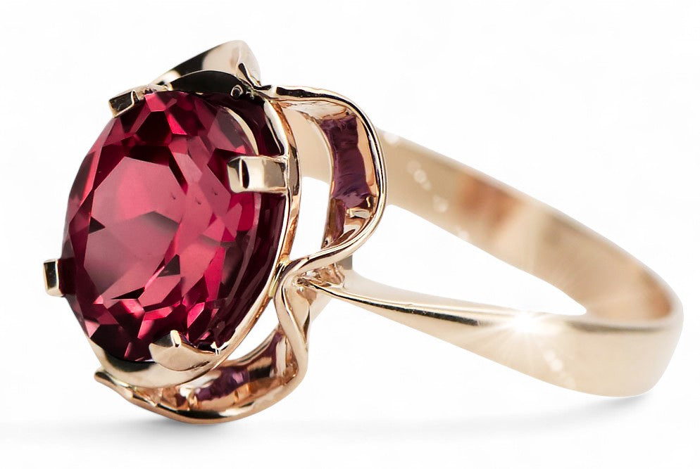 Vintage Ruby Ring in 14K Rose Gold (vrc206r-rb) — full view of the piece