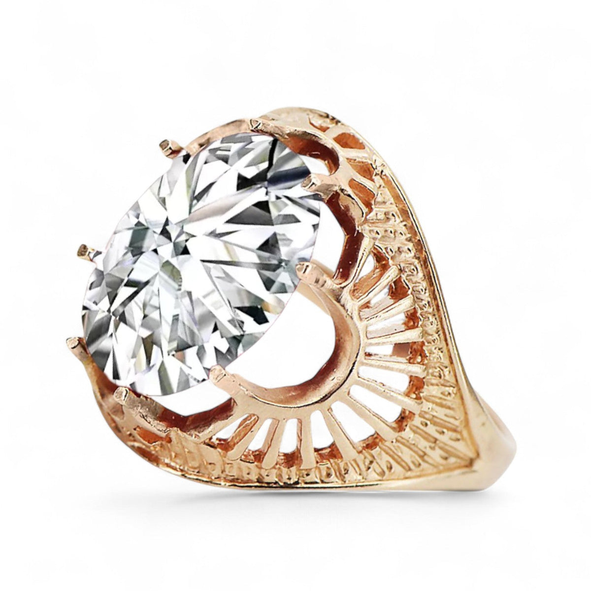 Vintage Zircon Ring in 14K Rose Gold (vrc003r-zi) — full view of the piece