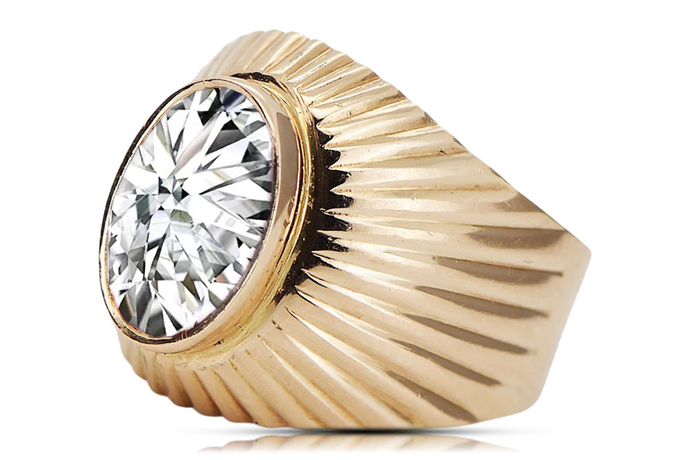 Vintage Zircon Ring in 14K Rose Gold (vrc127r-zi) — worn on the hand, showing profile