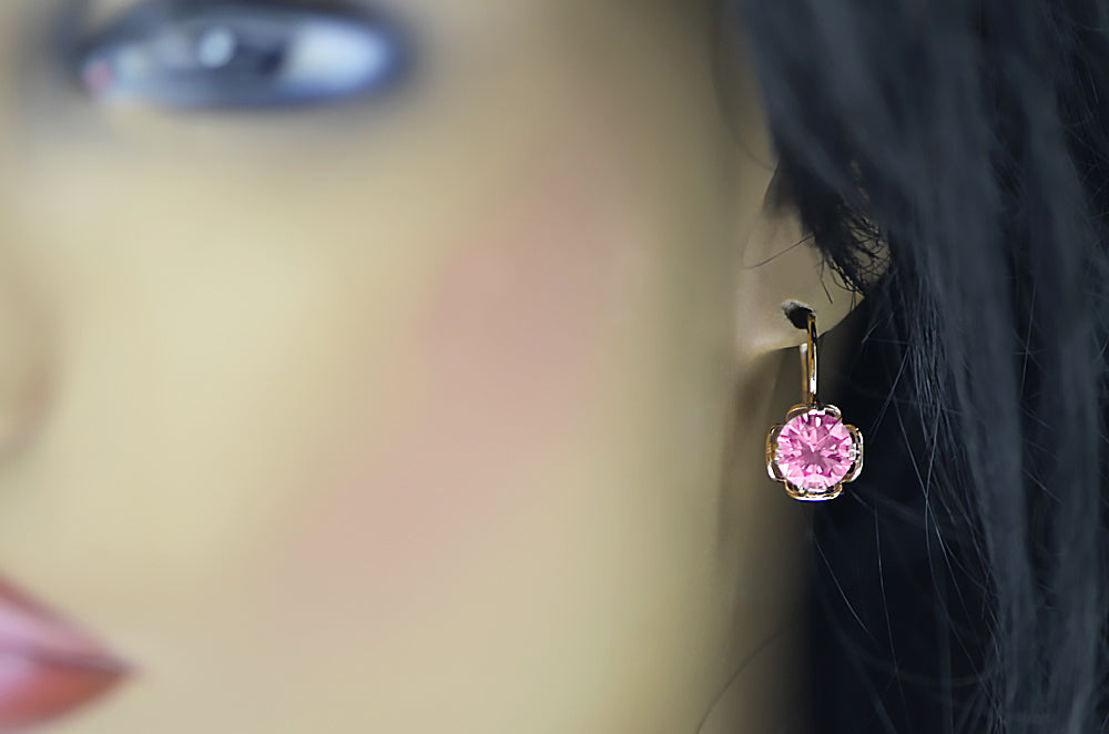 Vintage Amethyst Earrings in 14K Rose Gold (vec029r-am) — full view of the piece