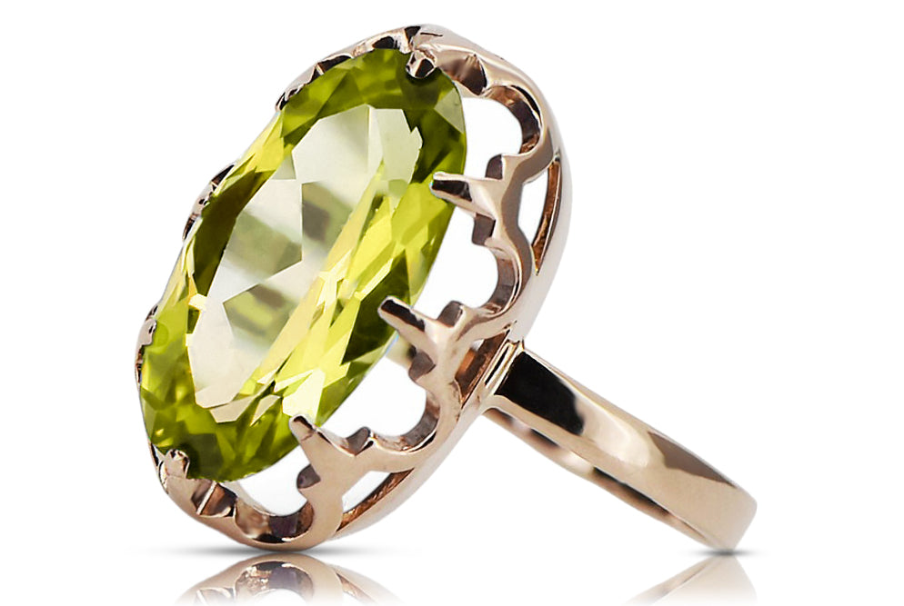 Vintage Yellow Peridot Craft Ring in 14K Rose Gold (vrc253r-yp) — full view of the piece