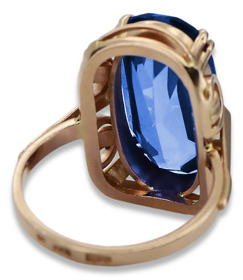 Vintage Sapphire Ring in 14K Rose Gold (vrc038r-sp) — close-up of the hallmark on the inner band