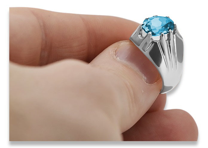 Vintage Aquamarine Ring in Sterling Silver (vrc016s-aq) — close-up of the hallmark on the inner band
