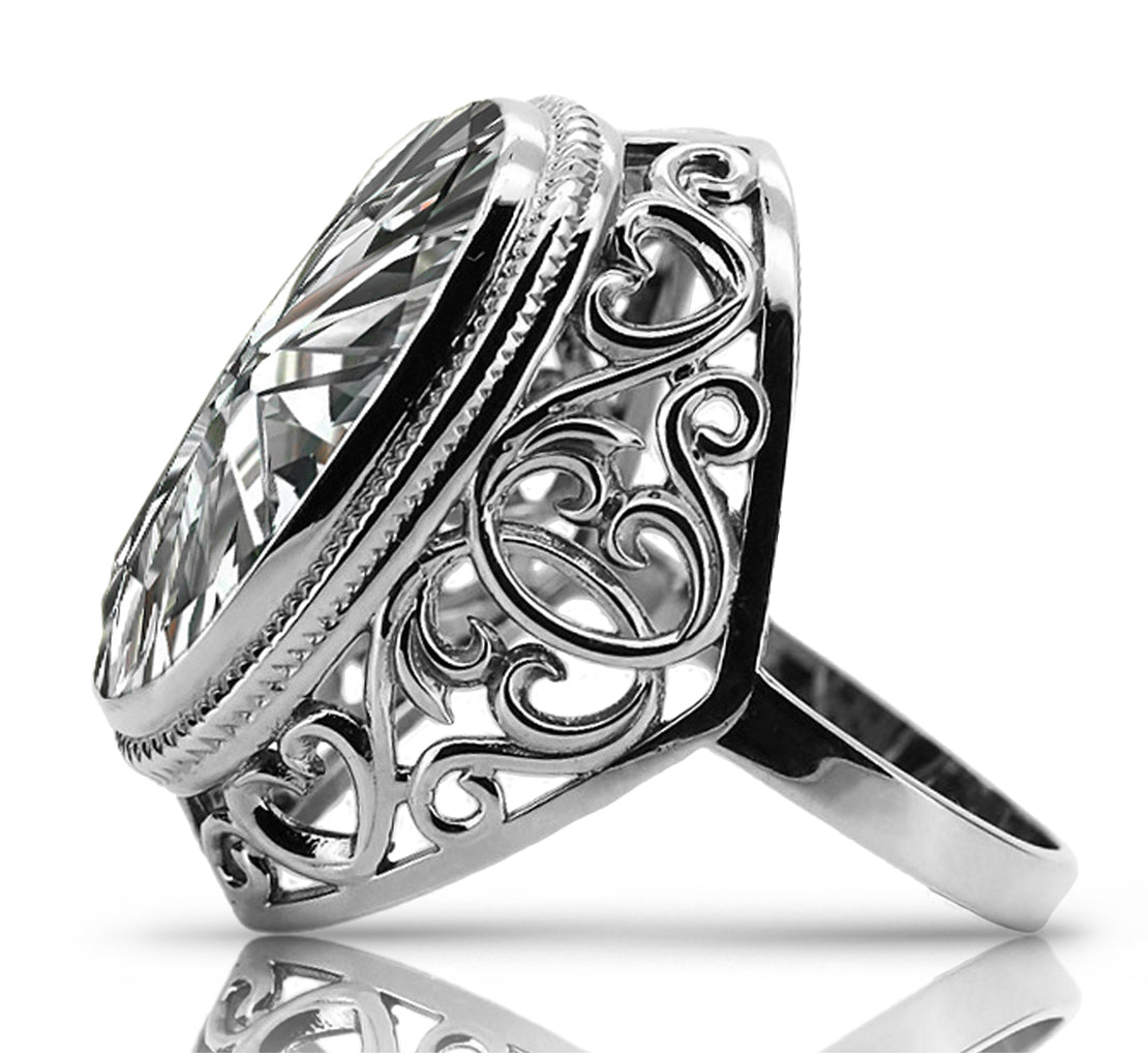 Vintage Zircon Ring in Sterling Silver (vrc184s-zi) — full view of the piece