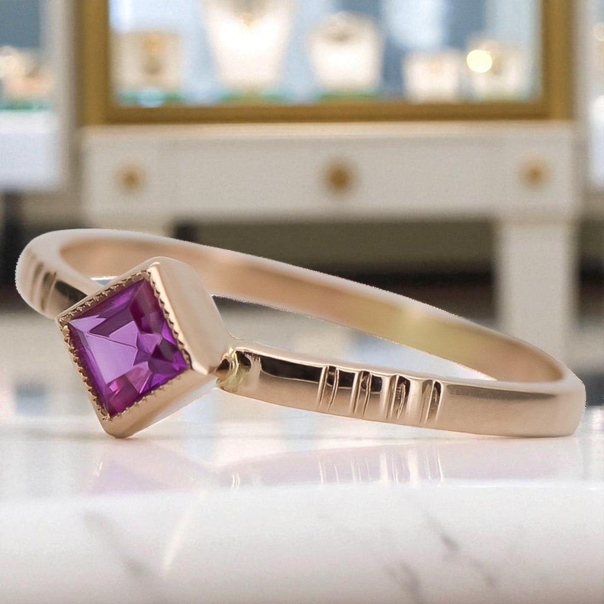 Vintage Ruby Ring in 14K Rose Gold (vrc138r-rb)