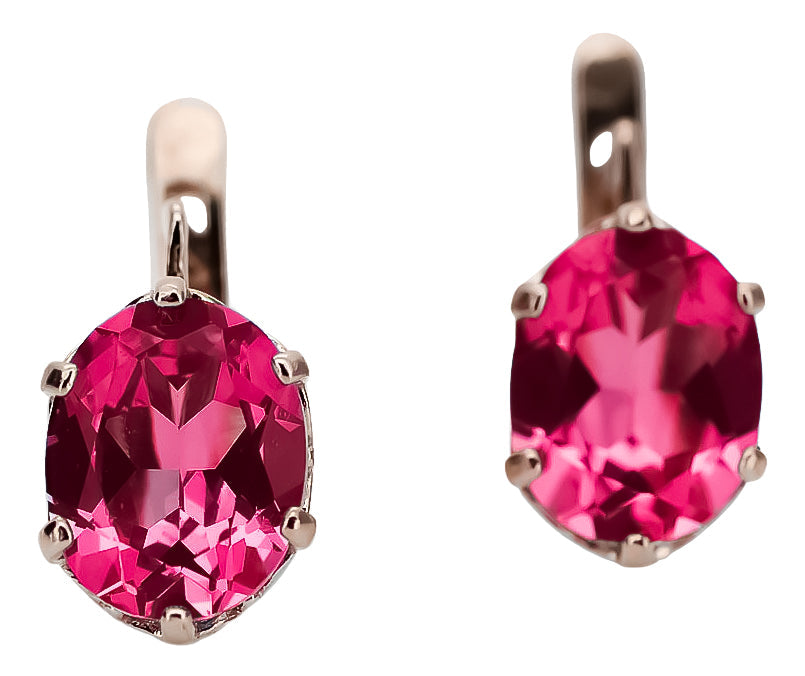 Vintage Ruby Earrings in 14K Rose Gold (vec003r-rb) — back view with the clasp