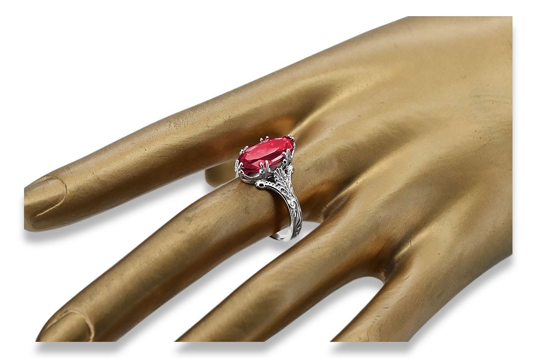 Vintage Ruby Ring in Sterling Silver (vrc084s-rb)