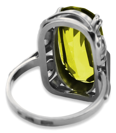 Vintage Yellow Peridot Ring in Sterling Silver (vrc038s-yp) — close-up of the hallmark on the inner band
