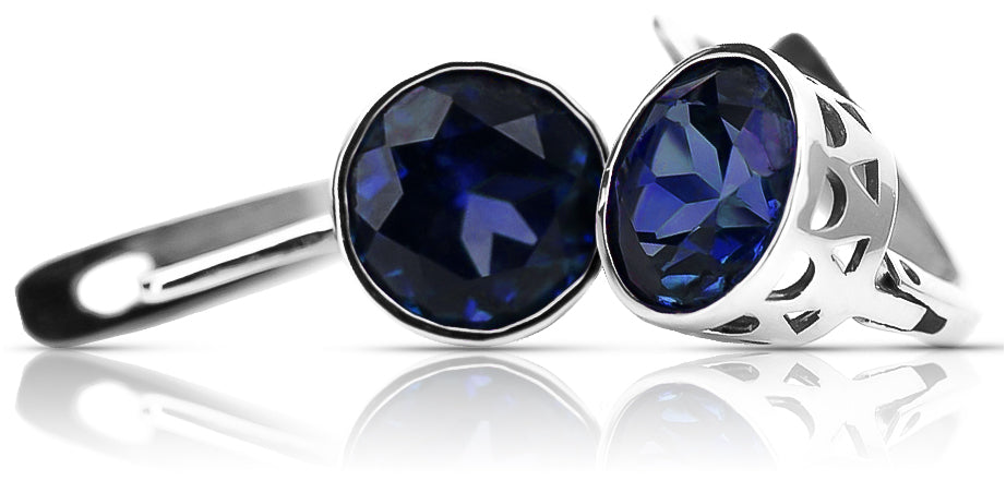 Vintage Sapphire Earrings in Sterling Silver (vec107s-sp)