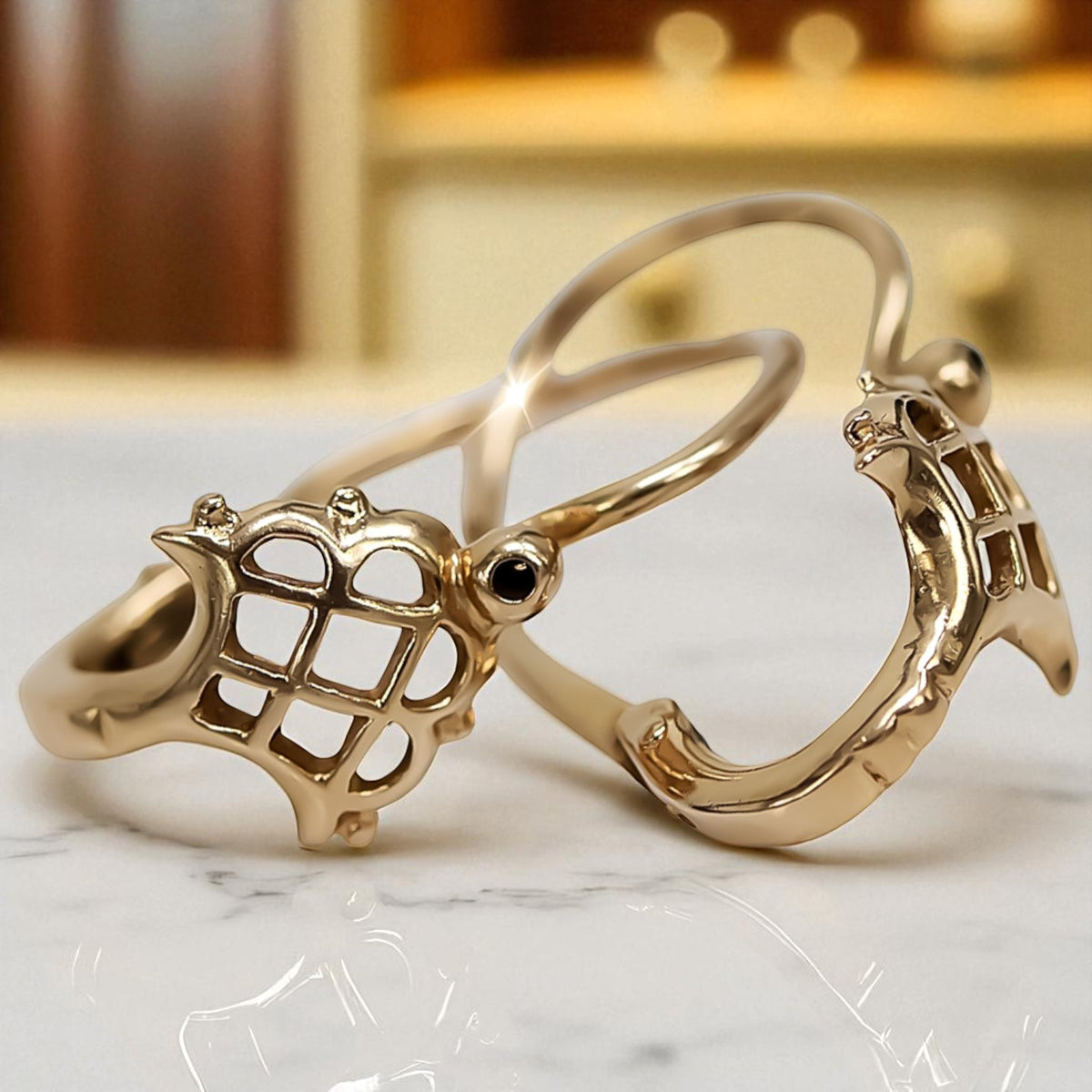 Vintage Leaf Earrings in 14K Rose Gold (ven114)