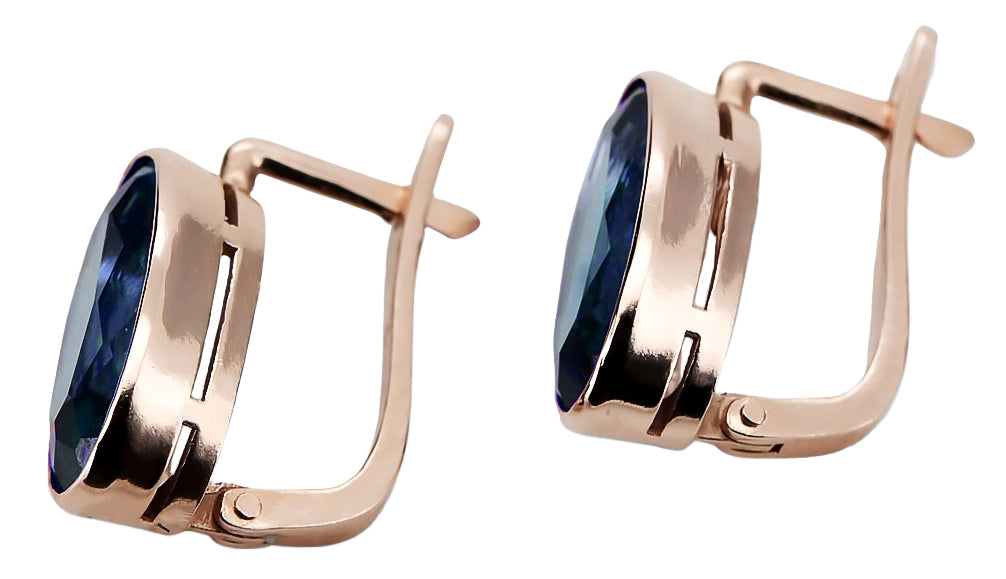 Vintage Aquamarine Earrings in 14K Rose Gold (vec001r-aq) — close-up of the hallmark on the inner band
