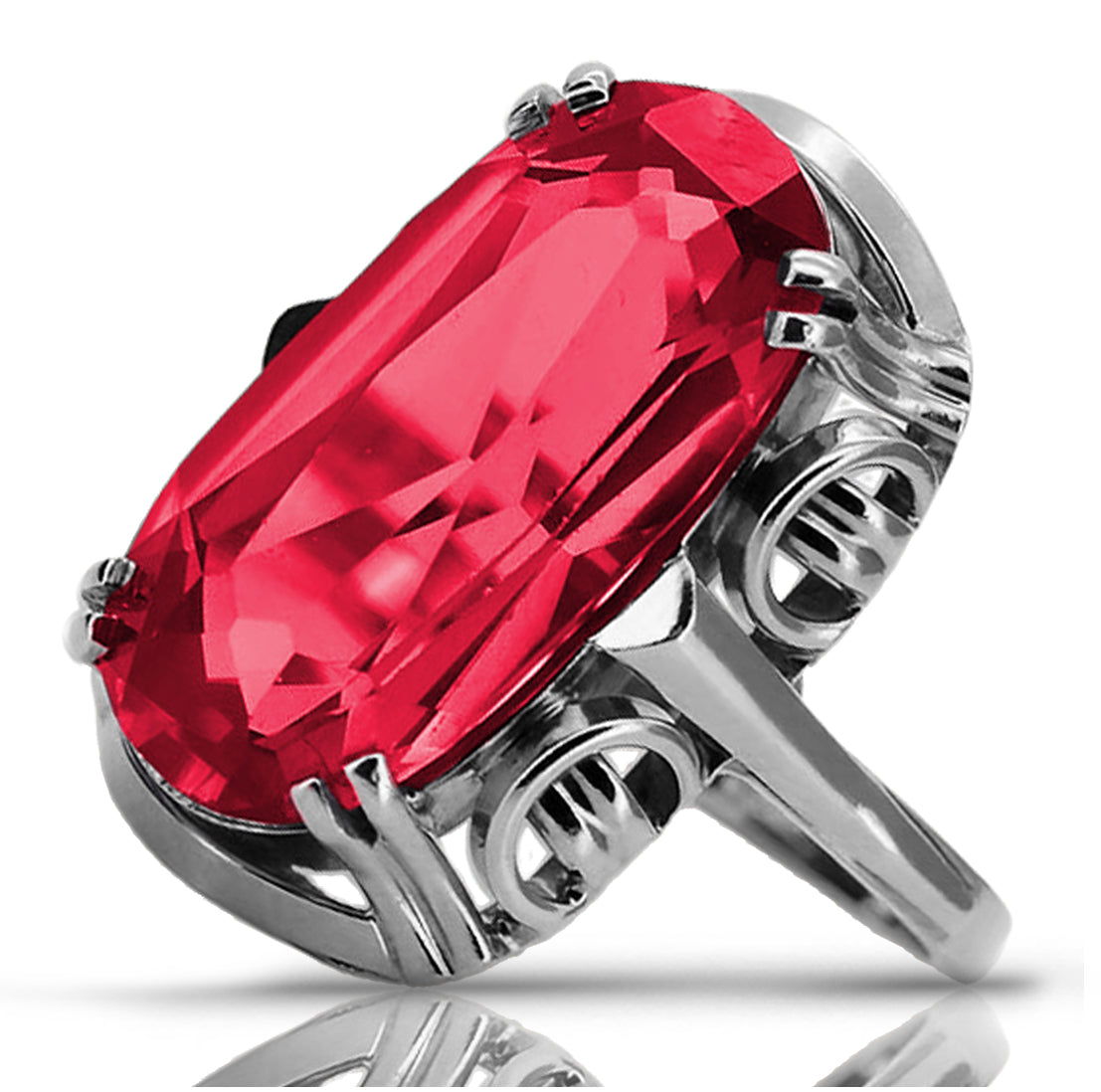 Vintage Ruby Ring in Sterling Silver (vrc038s-rb)
