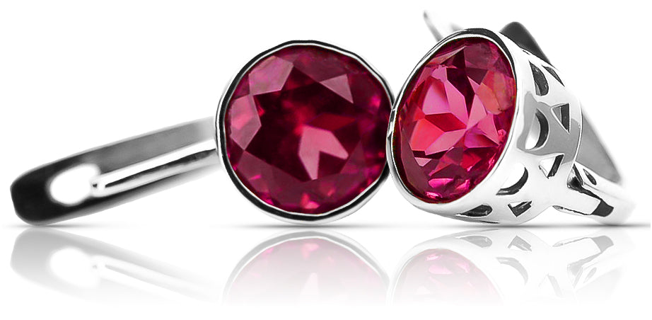 Vintage Ruby Earrings in Sterling Silver (vec107s-rb)