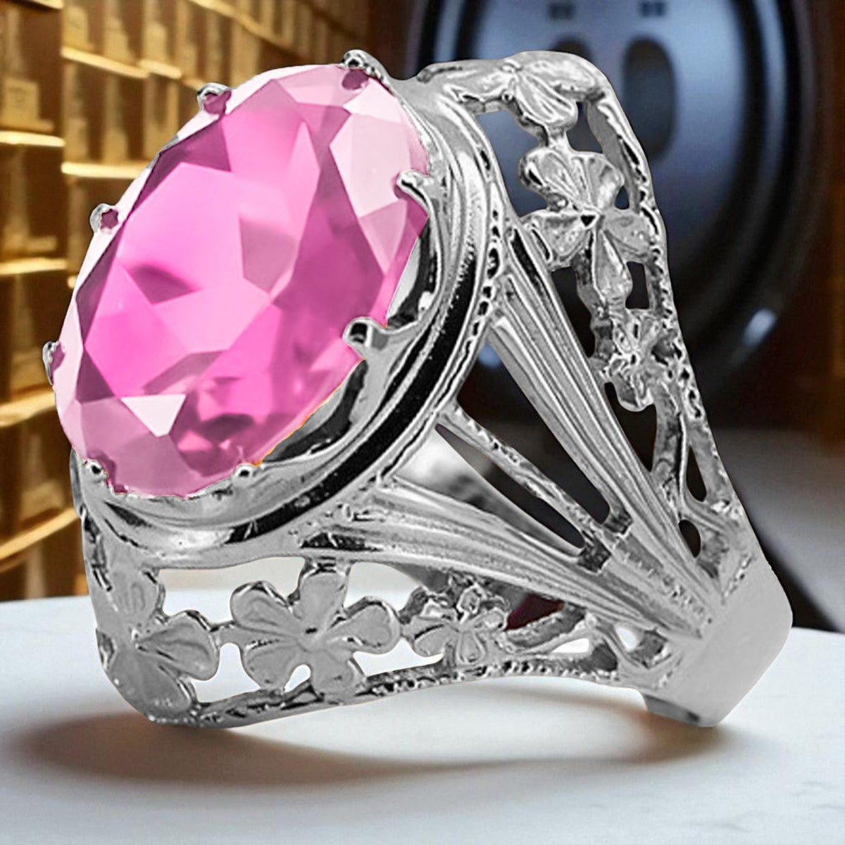 Vintage Amethyst Ring in Sterling Silver (vrc031s-am)