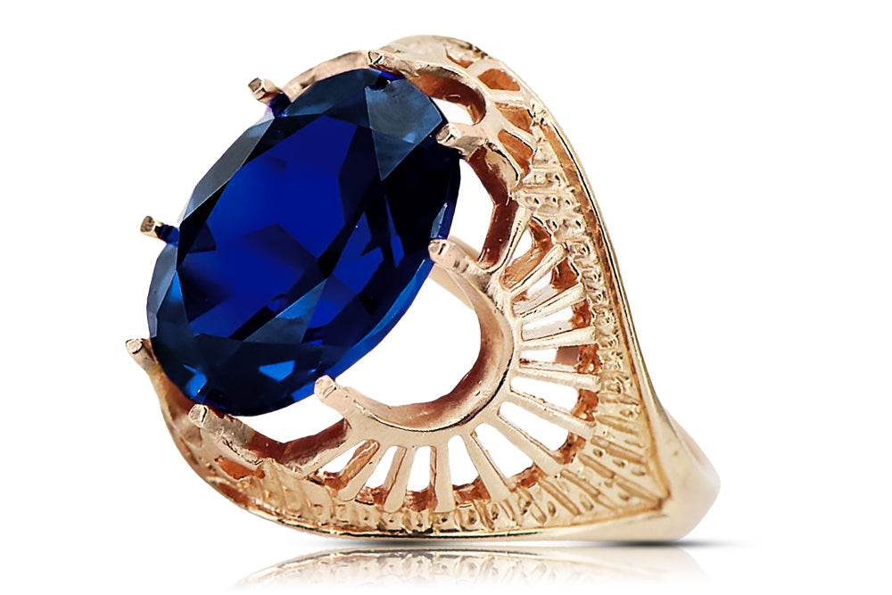 Vintage Sapphire Ring in 14K Rose Gold (vrc003r-sp) — side view showing the setting
